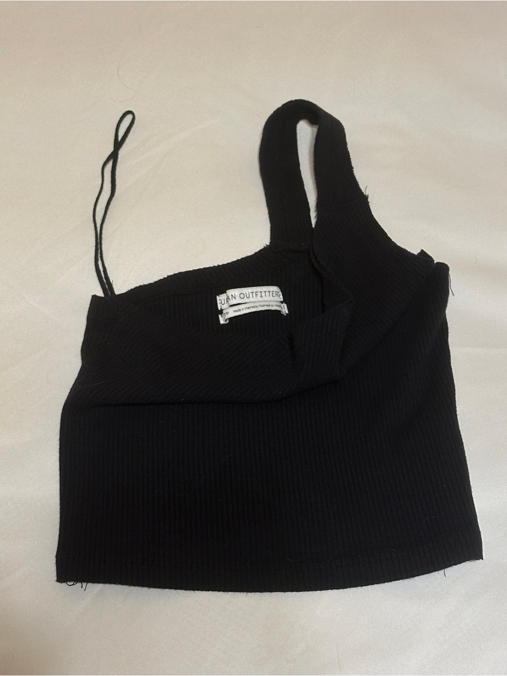 Urban Outfitters One-Shoulder Ribbed Tank Top black